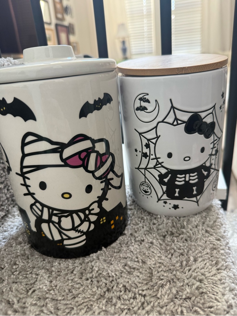 Set of 2 Hello Kitty Halloween Ceramic Canister - White & Black
